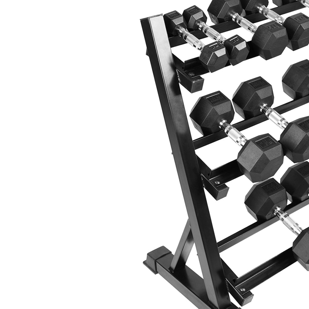 Hex Dumbbell Set 2.5 Kg To 15 KG (6 Pairs) With 3 Tier Dumbbell Rack