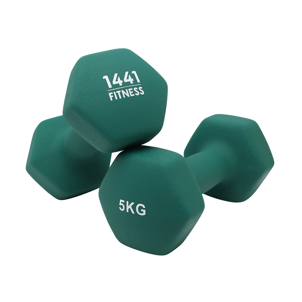 1441 Fitness Neoprene Hex Dumbbells 1 to 10 KG (Sold as Pair)